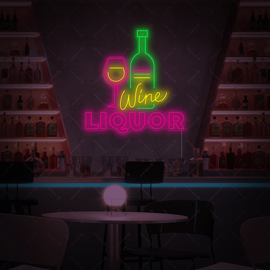 "Wine Liquor" Neon Sign