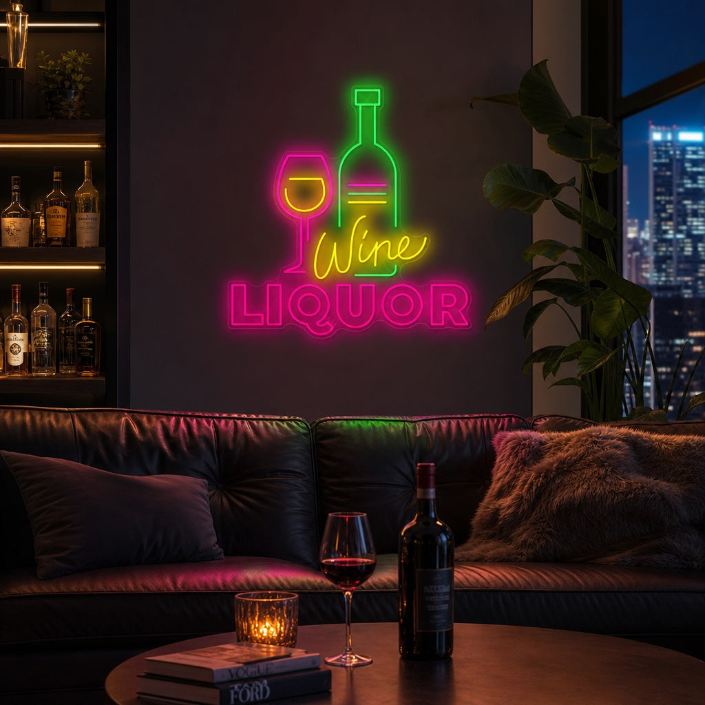 "Wine Liquor" Neon Sign