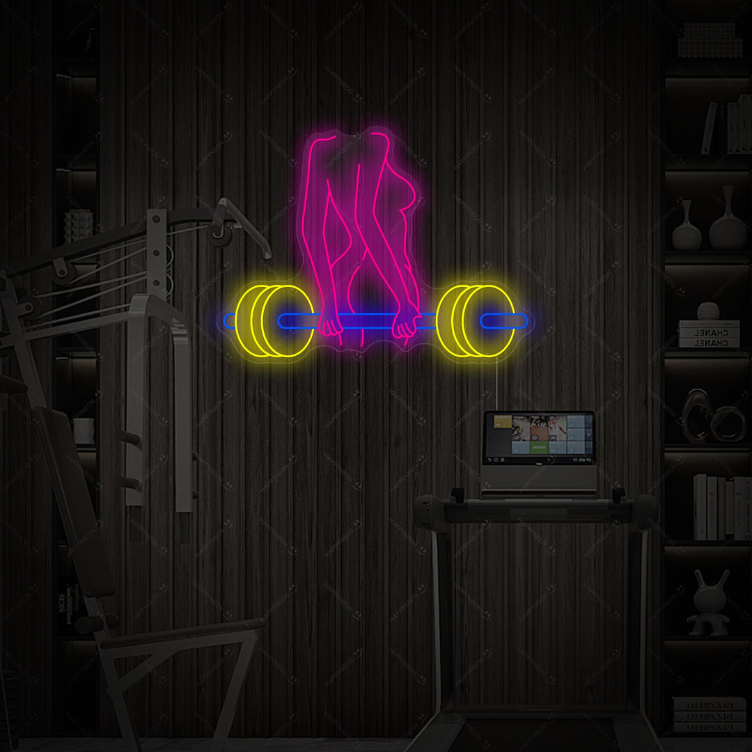 "Woman Barbell" Neon Sign