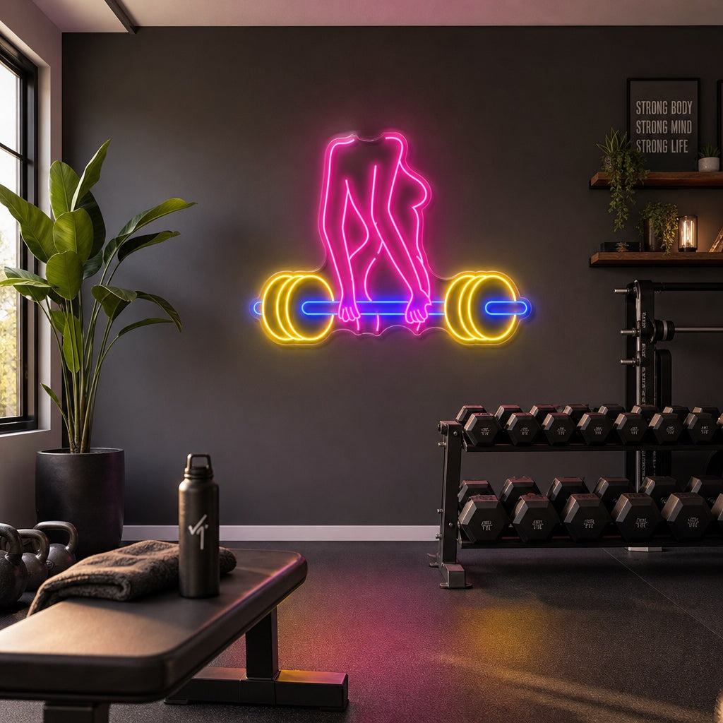 "Woman Barbell" Neon Sign