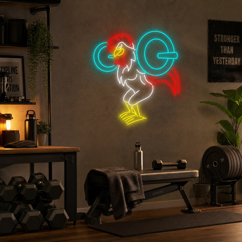 "Workout Rooster" Neon Sign