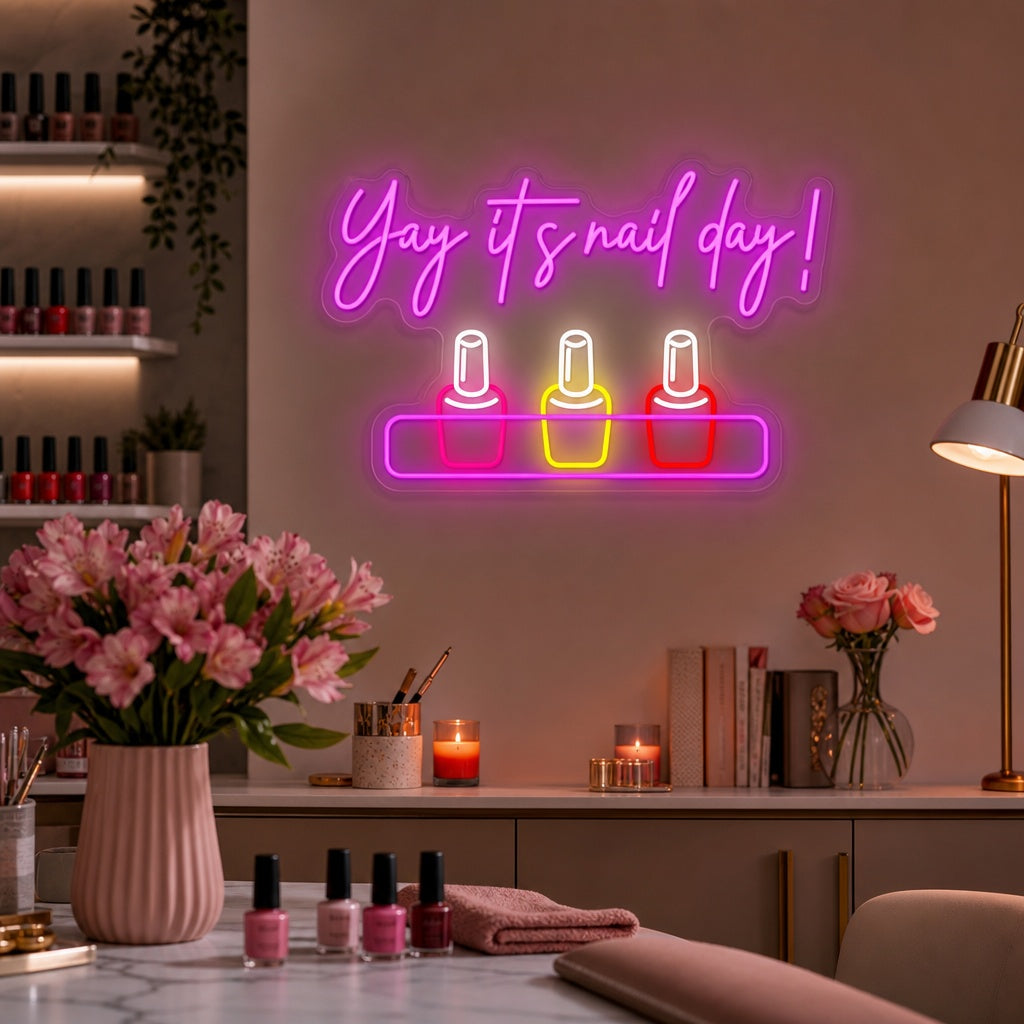 "Yay It Is Nail Day" Neon Sign
