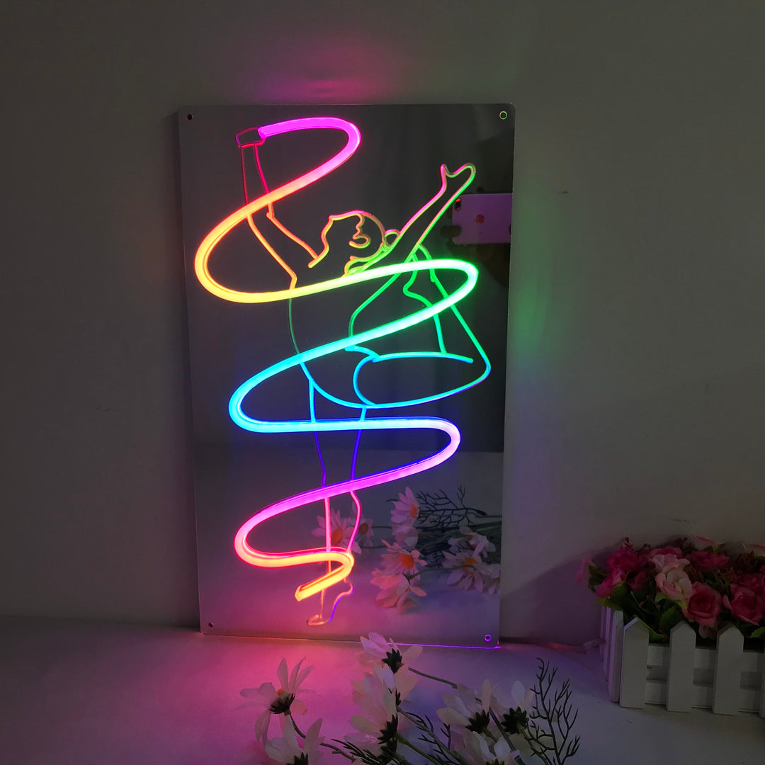 "Ballet Dancer , Dreamy Color Changing" Mirror Neon Sign