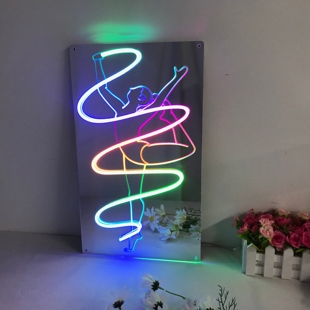 "Ballet Dancer , Dreamy Color Changing" Mirror Neon Sign
