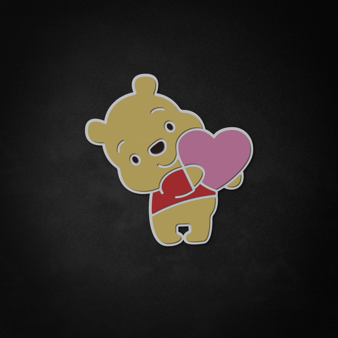 "Bear With Heart" Neon Like Sign