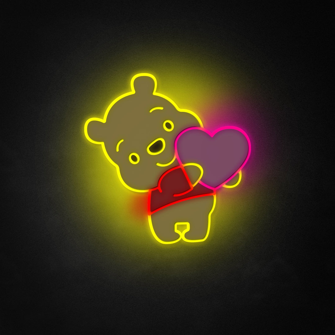 "Bear With Heart" Neon Like Sign