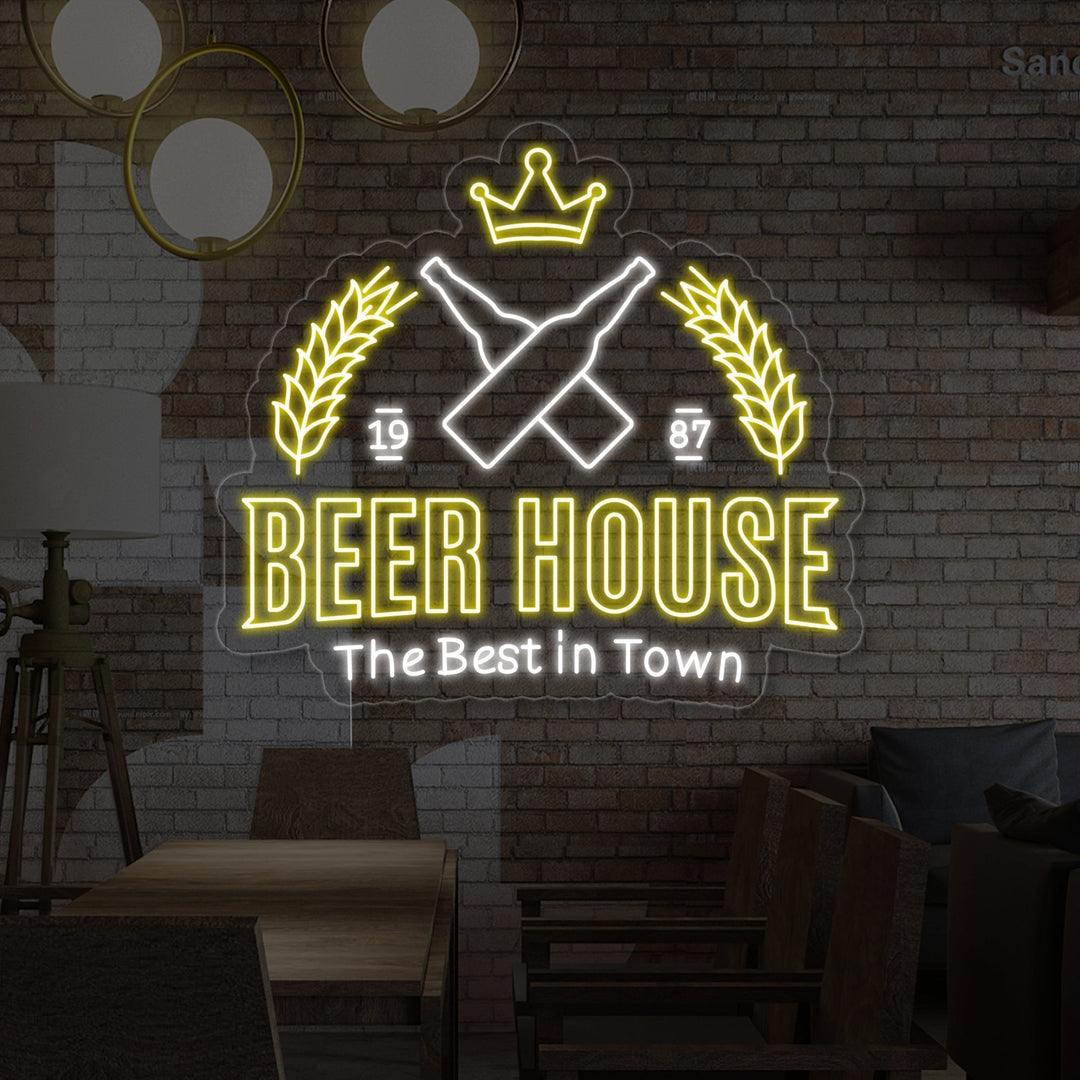 "Beer House The Best in Town" Neon Sign