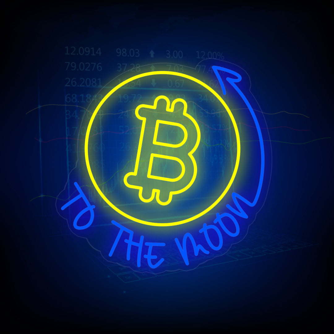 "Bitcoin to the Moon" Neon Sign