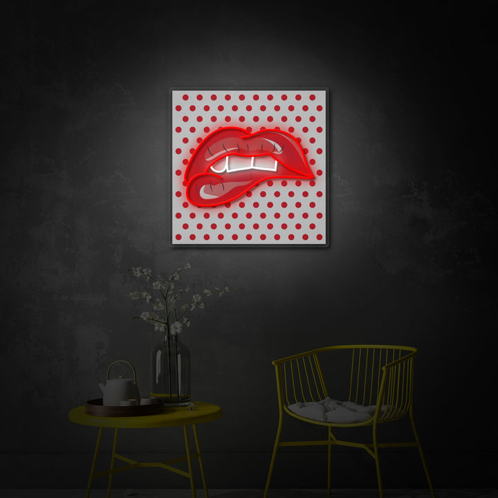 "Biting Her Red Lips" UV Print LED Neon Sign