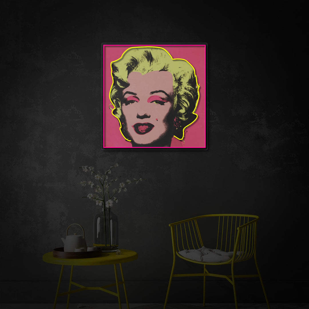 "Blonde Hair Woman Pop Art" UV Print LED Neon Sign