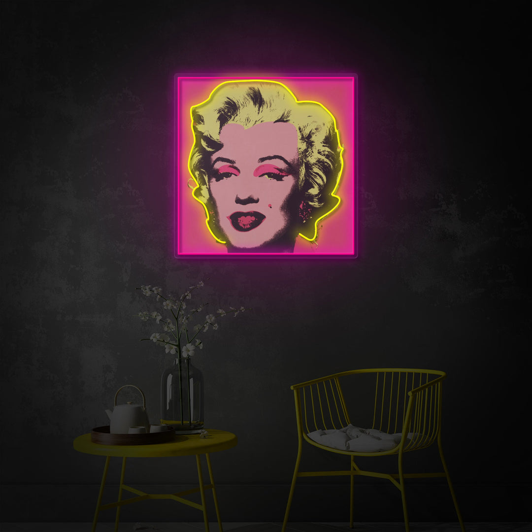 "Blonde Hair Woman Pop Art" UV Print LED Neon Sign