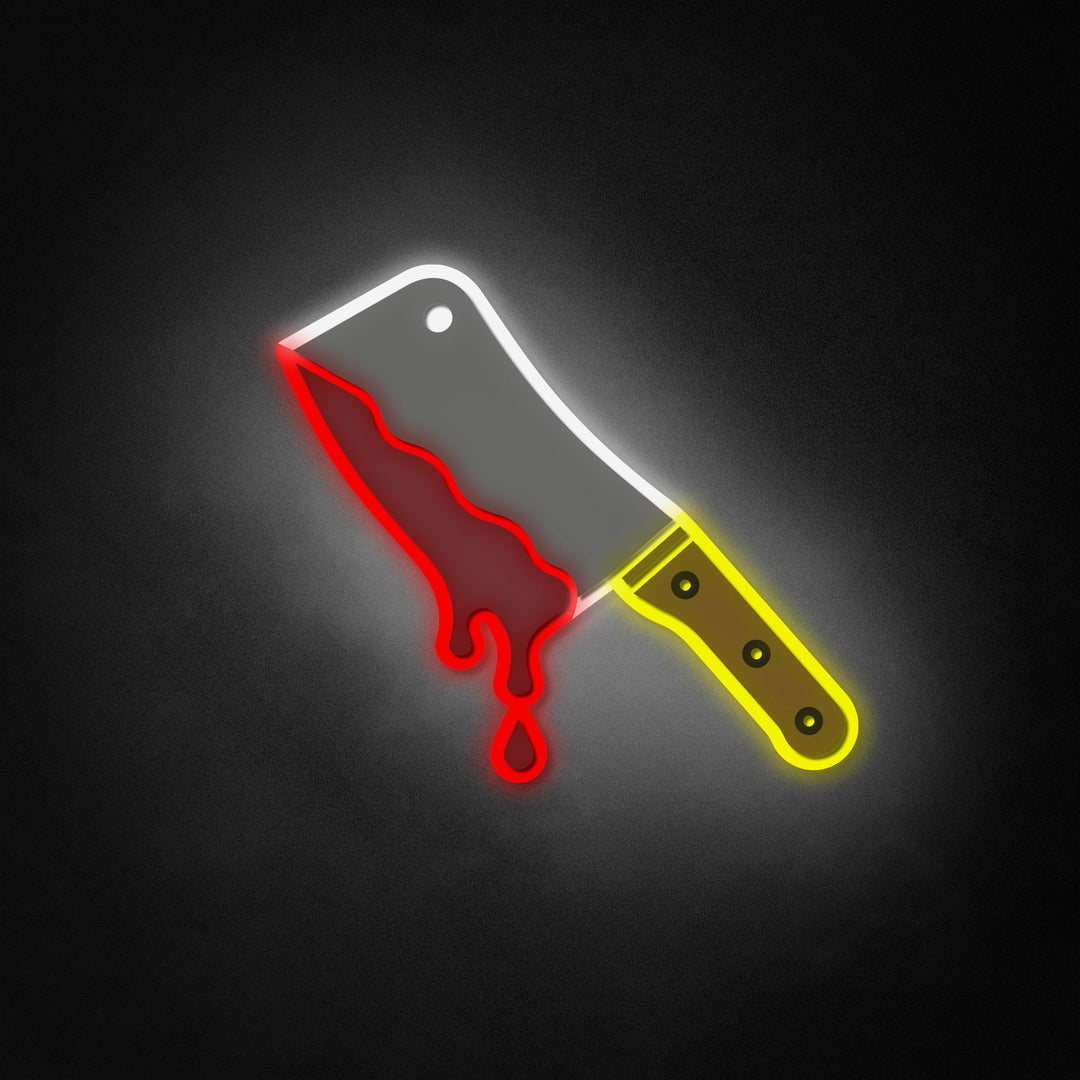 "Halloween Bloody Knife" Neon Like Sign