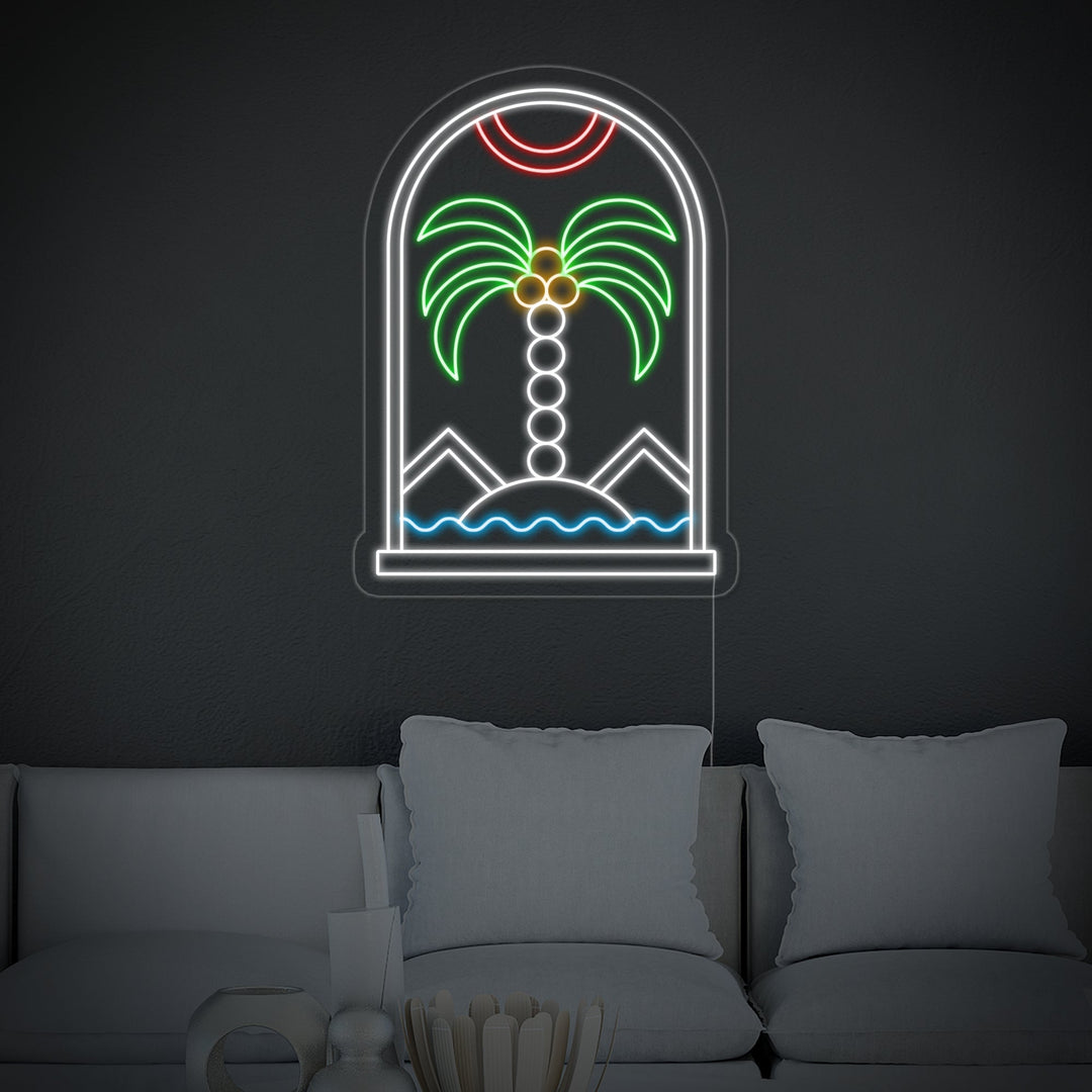 Bohemian Water Palm Tree Hill Neon Sign
