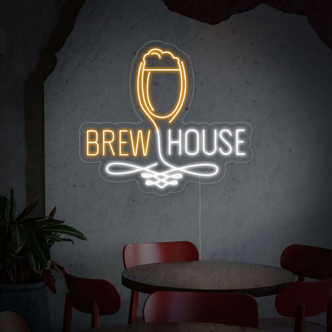 "Brew House Glass" Neon Sign