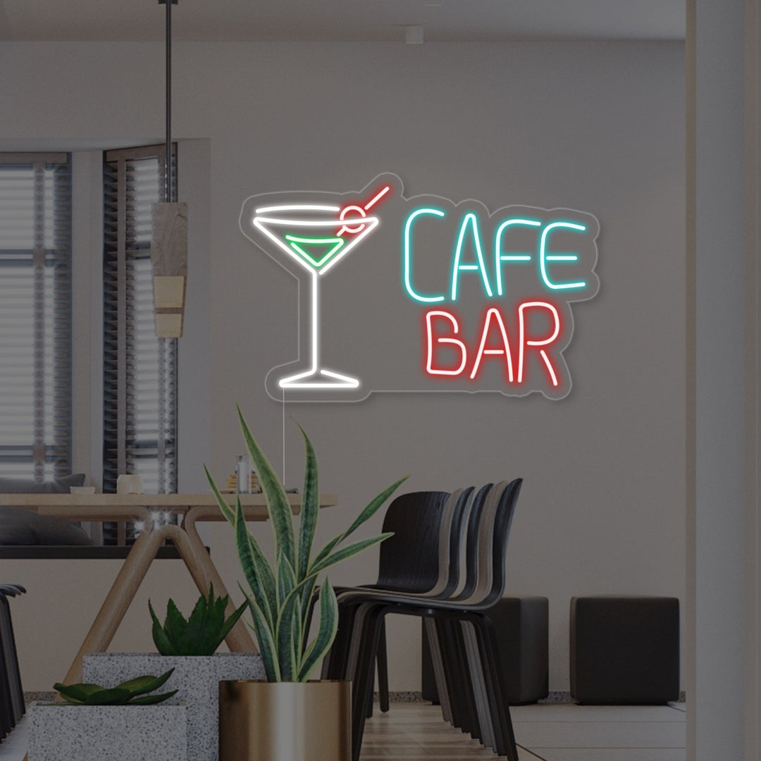"Cafe Cocktails Bar" Neon Sign