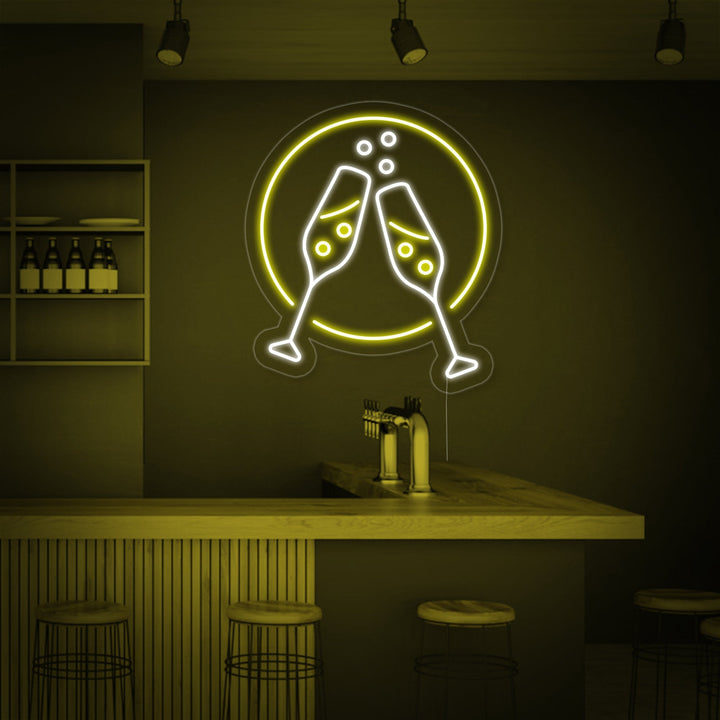 "Champagne Glasses Cheers" Neon Sign