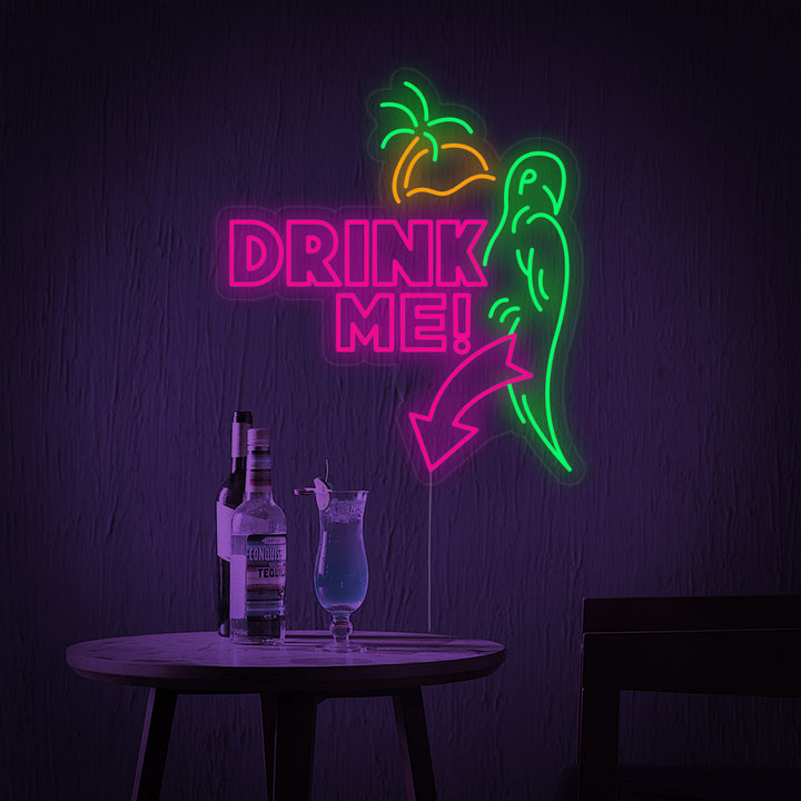 "Cheers Drink Me Parrot" Neon Sign