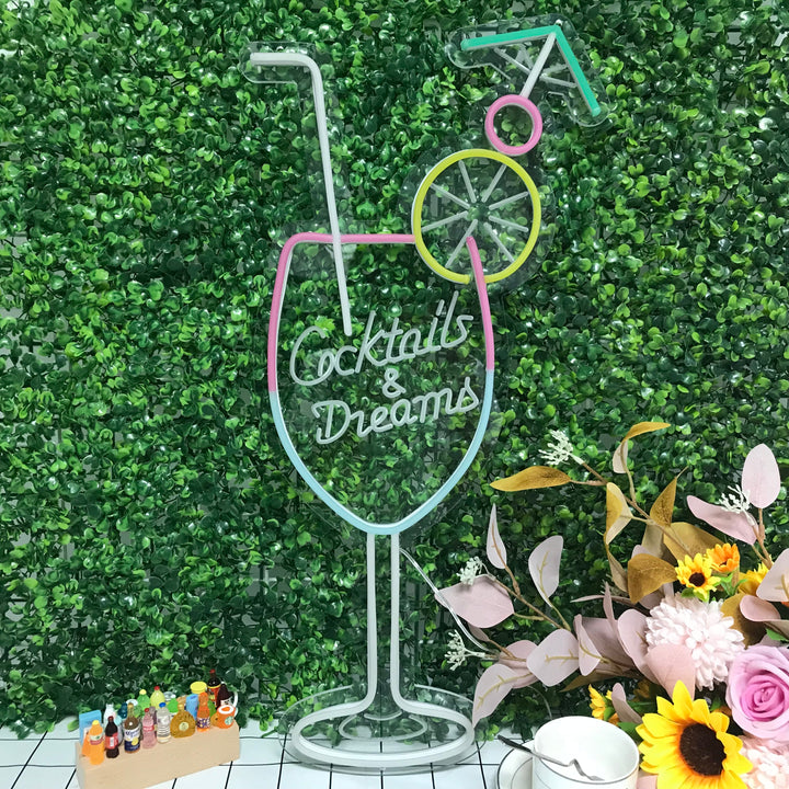 "Cocktails & Dreams, Glass" Mini Neon Sign