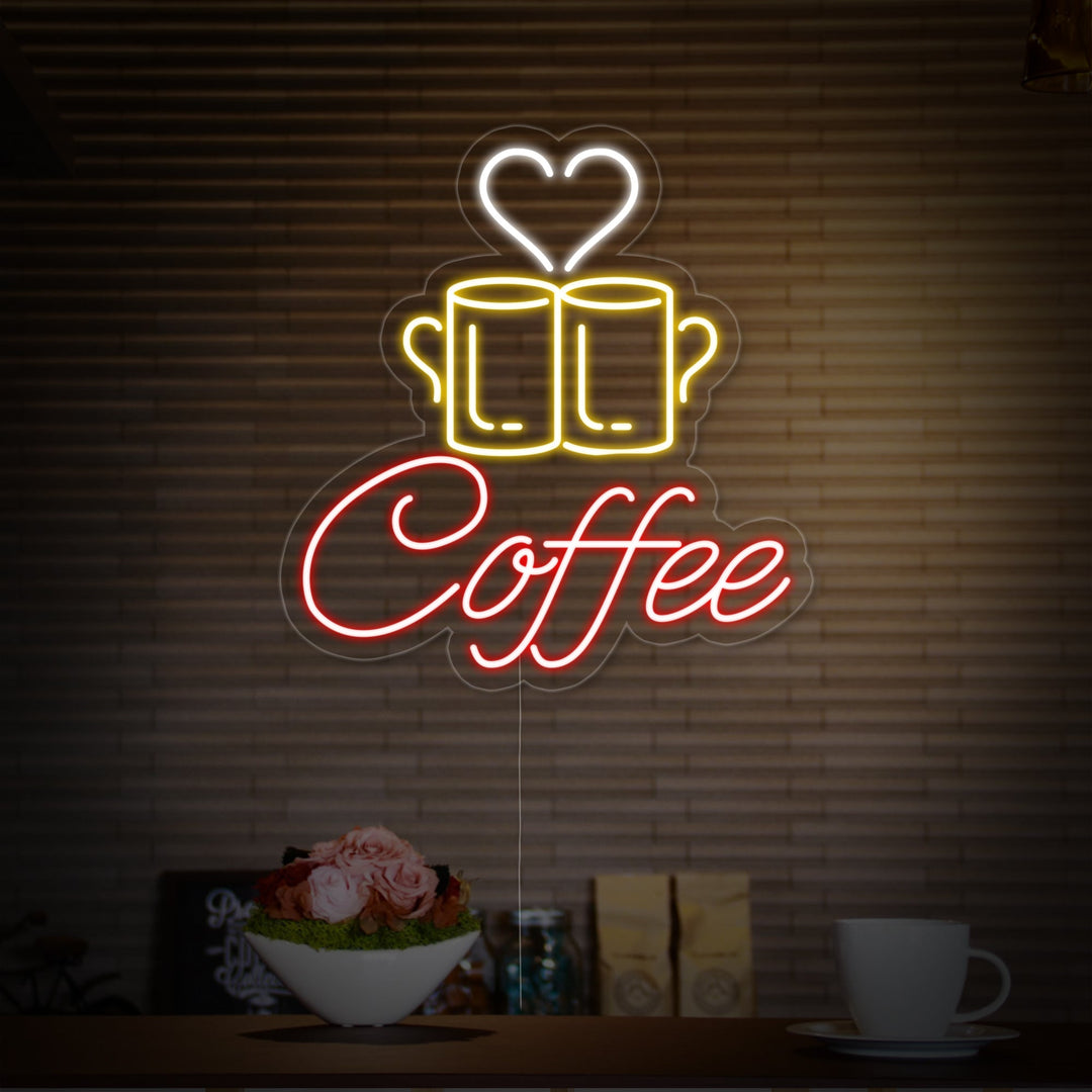 "Coffee Couple Mug" Neon Sign