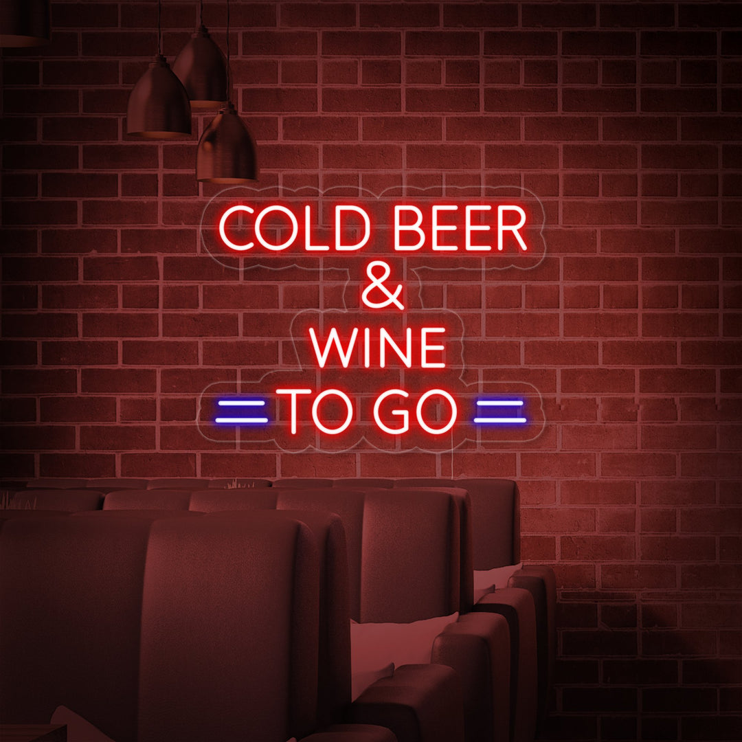 "Cold Beer And Wine To Go" Neon Sign