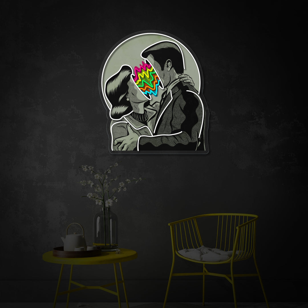 "Color Lovers, Kissing Couple" UV Print LED Neon Sign