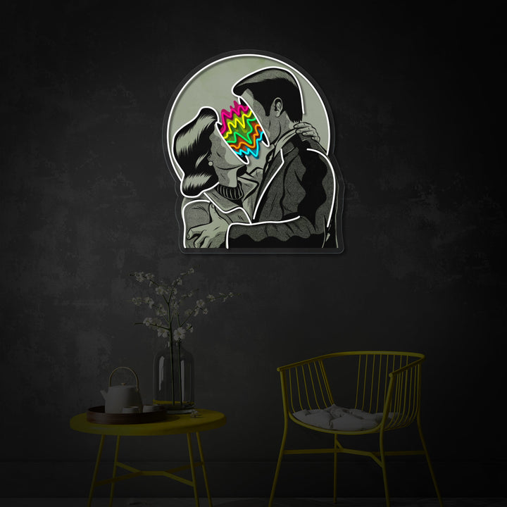 "Color Lovers, Kissing Couple" UV Print LED Neon Sign