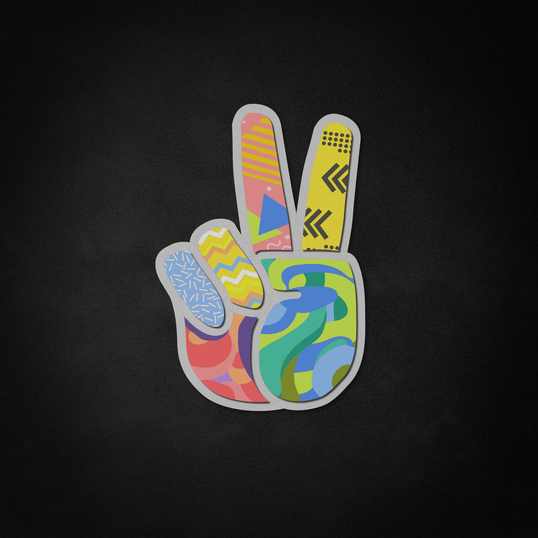 "Colorful Peace Sign" Neon Like Sign