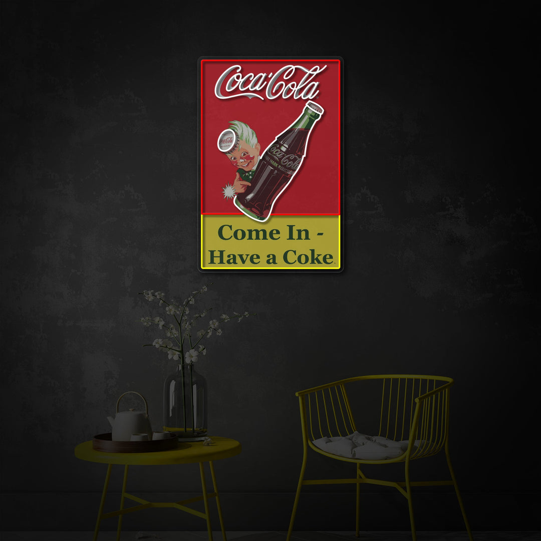 "Come In Have A Coke, Drinking Shop Logo" UV Print LED Neon Sign