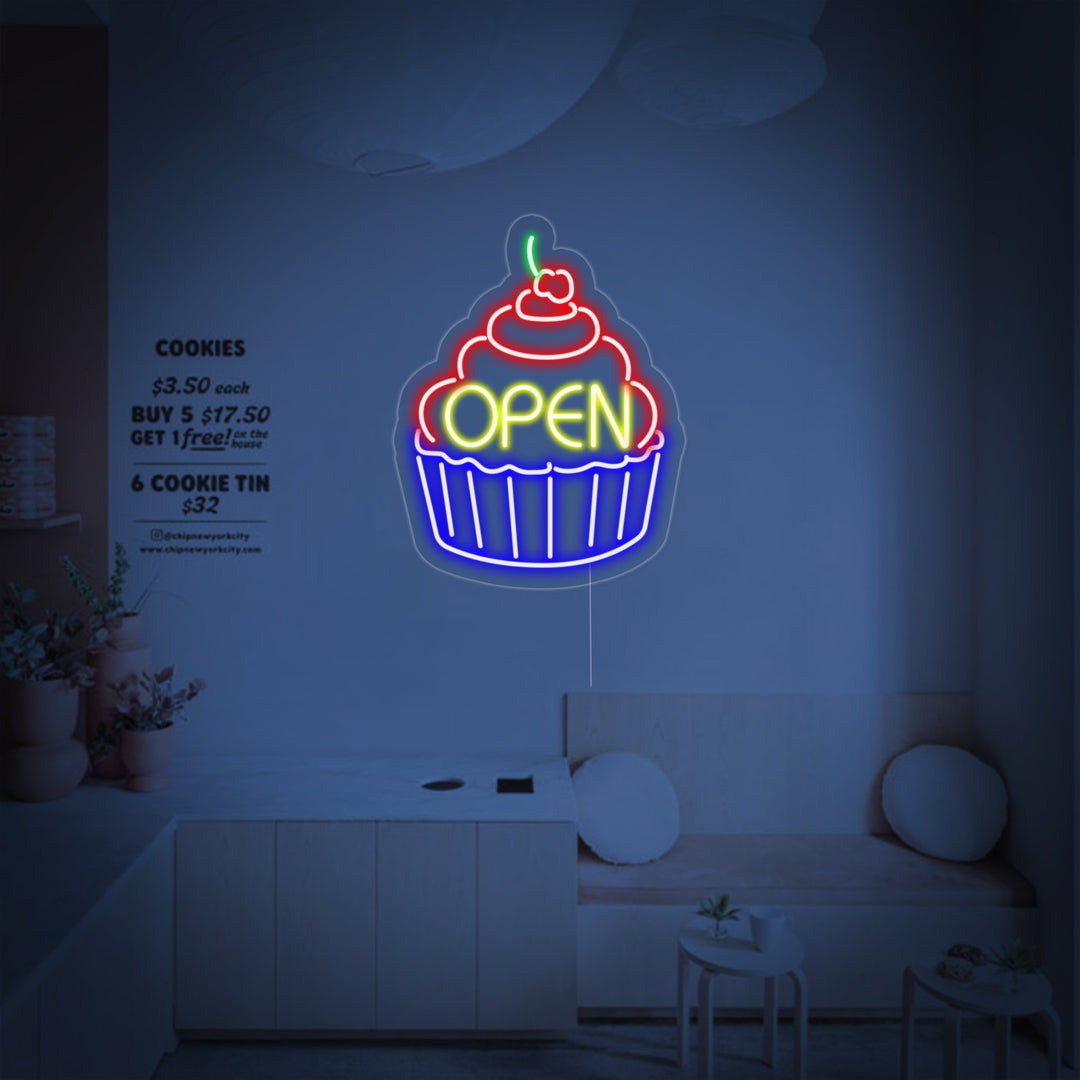 "Cupcake Open" Neon Sign