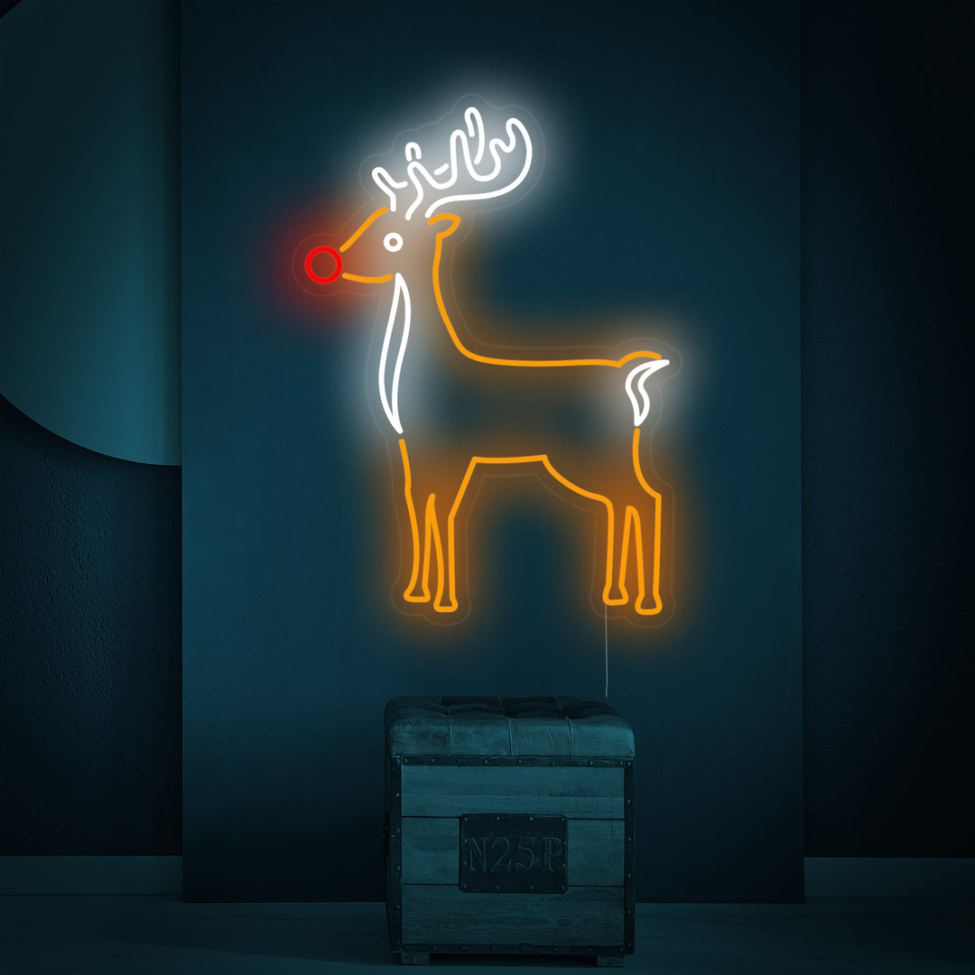 "Cute Reindeer Christmas Decor" Neon Sign