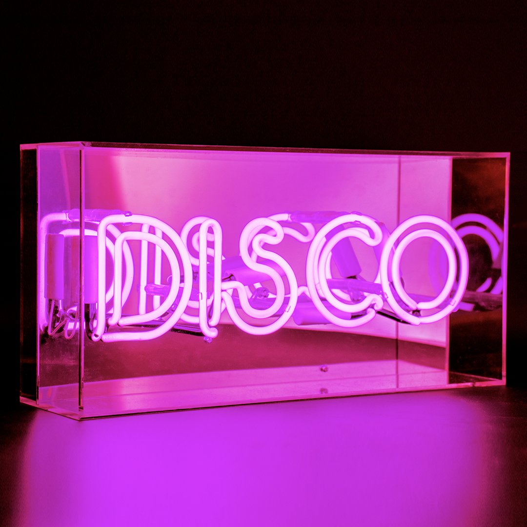 "DISCO" Acrylic Box Neon Sign, Glass Neon Sign, Table Neon Sign