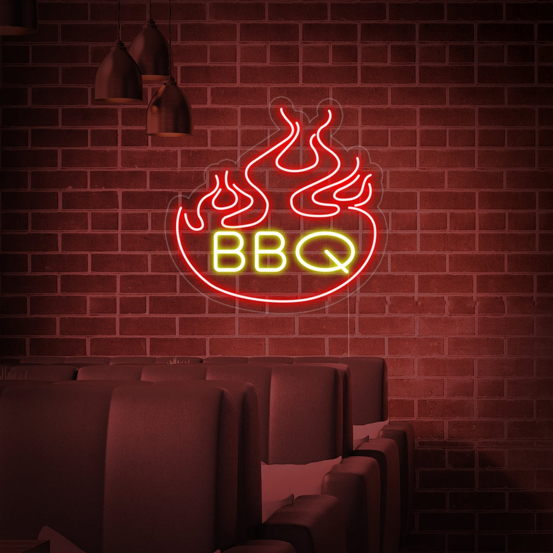 "Flames BBQ" Neon Sign