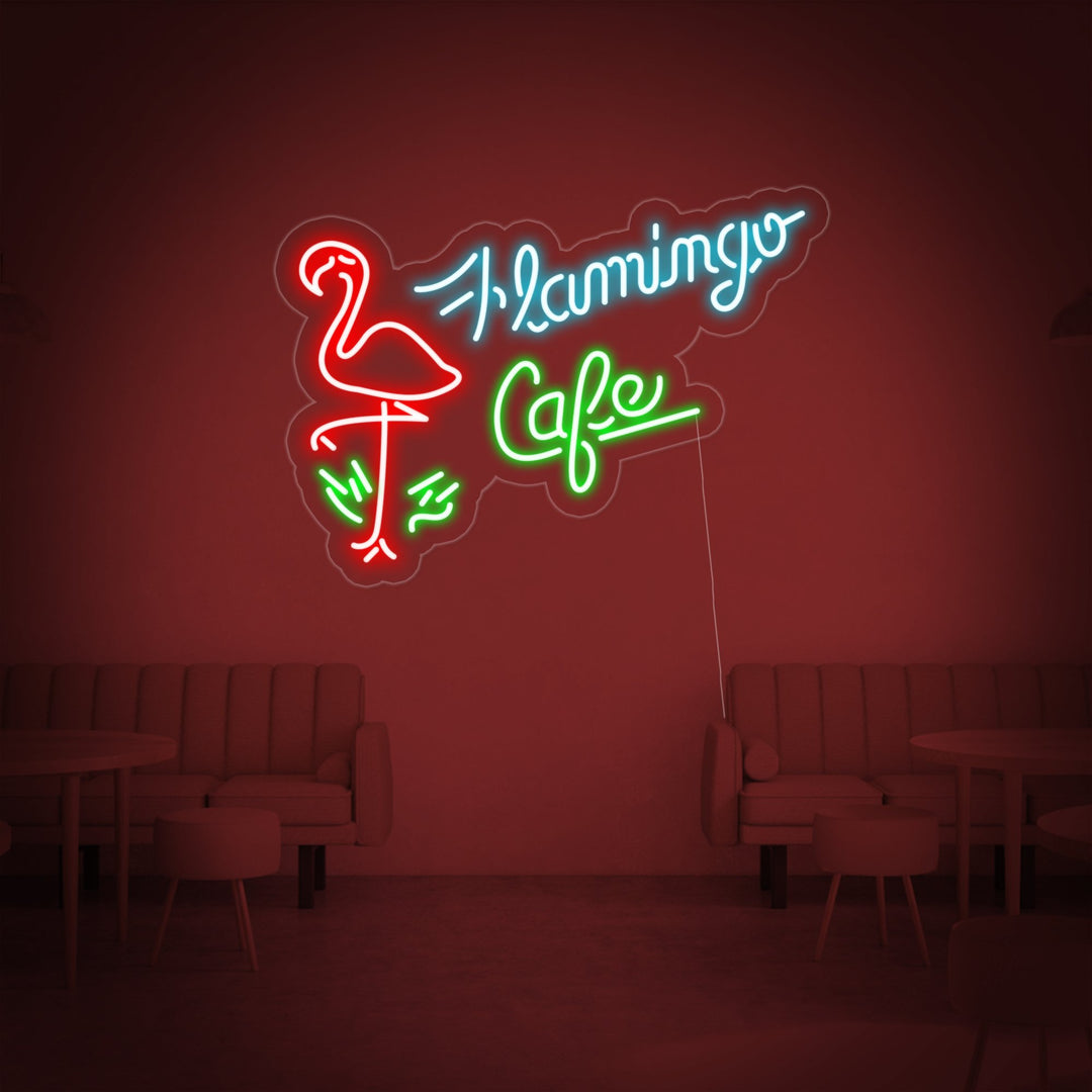 "Flamingo Cafe Shop" Neon Sign
