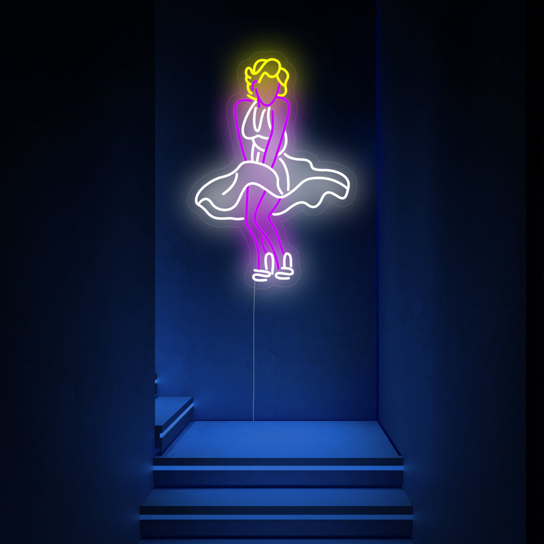 "Flying Skirt Dancing Girl" Neon Sign