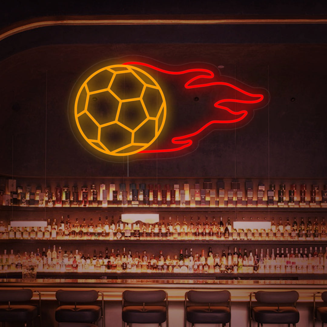 Football with Flame Neon Sign