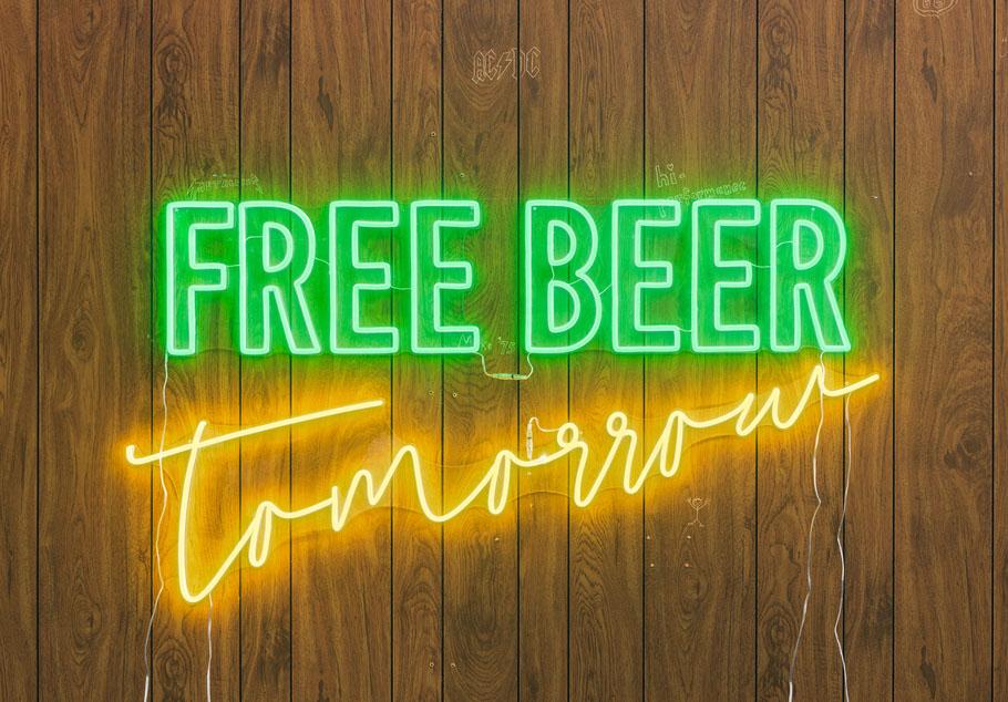 "Free Beer Tomorrow" Neon Sign