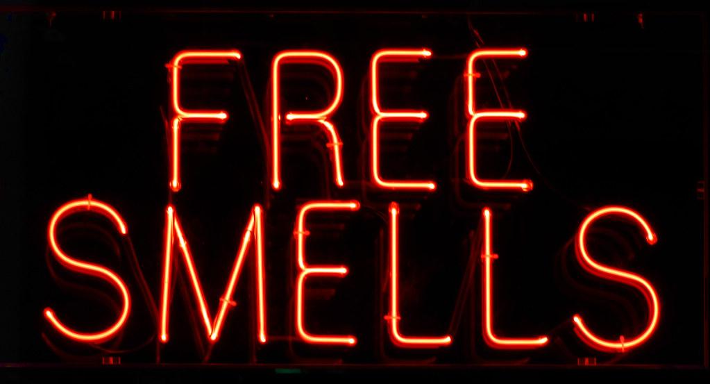 "Free Smells" Neon Sign