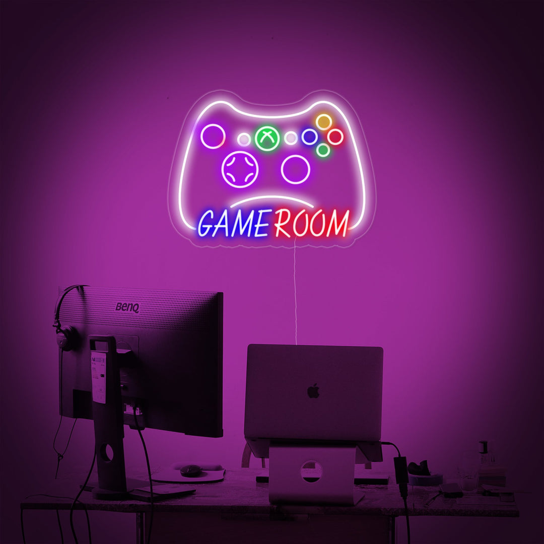 Game Room Controller Neon Sign, Gaming Wall Decor