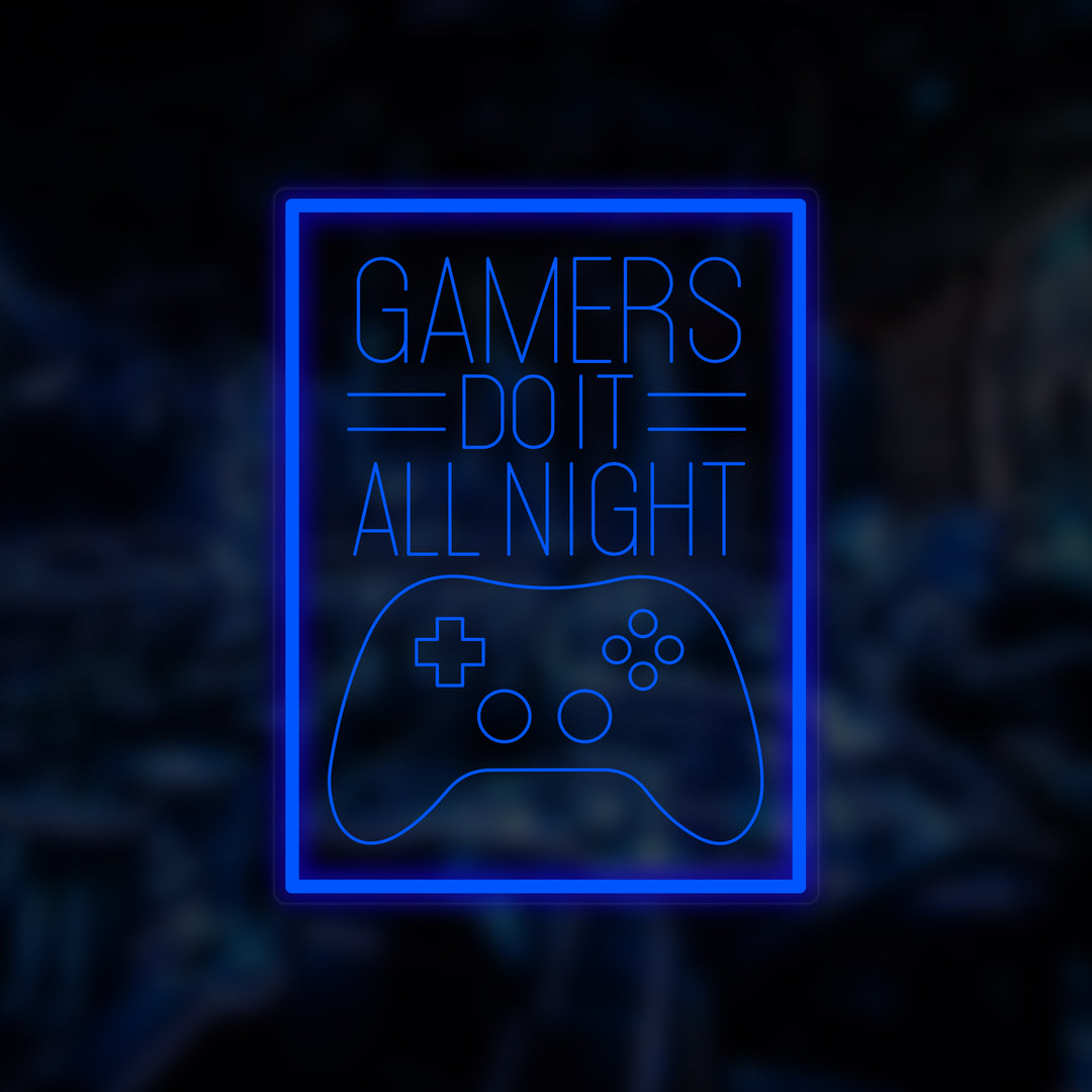 "Gamers Do It All Night" Mini Neon Sign