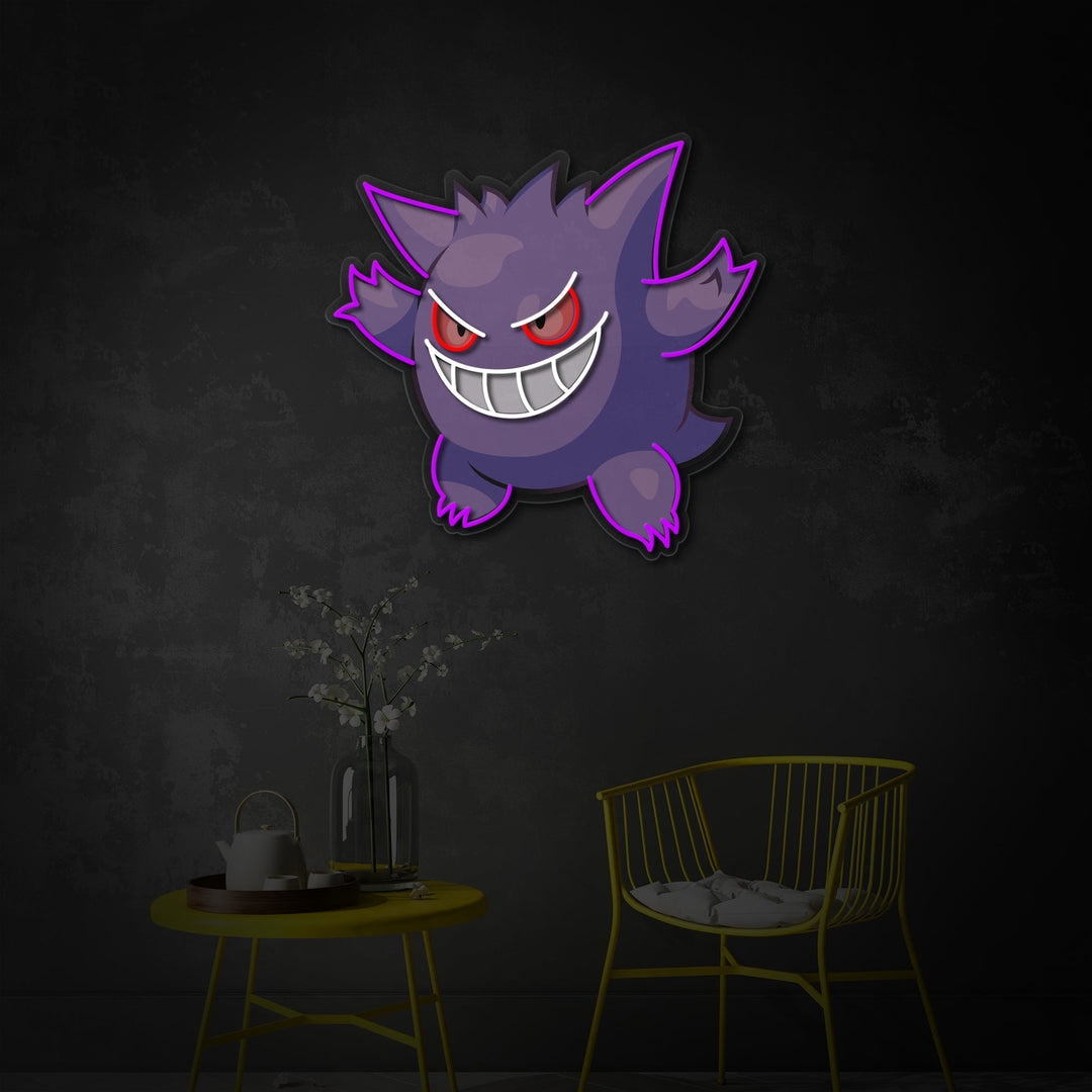 "Gengar, Game Decor" UV Print LED Neon Sign