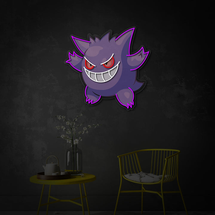 "Gengar, Game Decor" UV Print LED Neon Sign