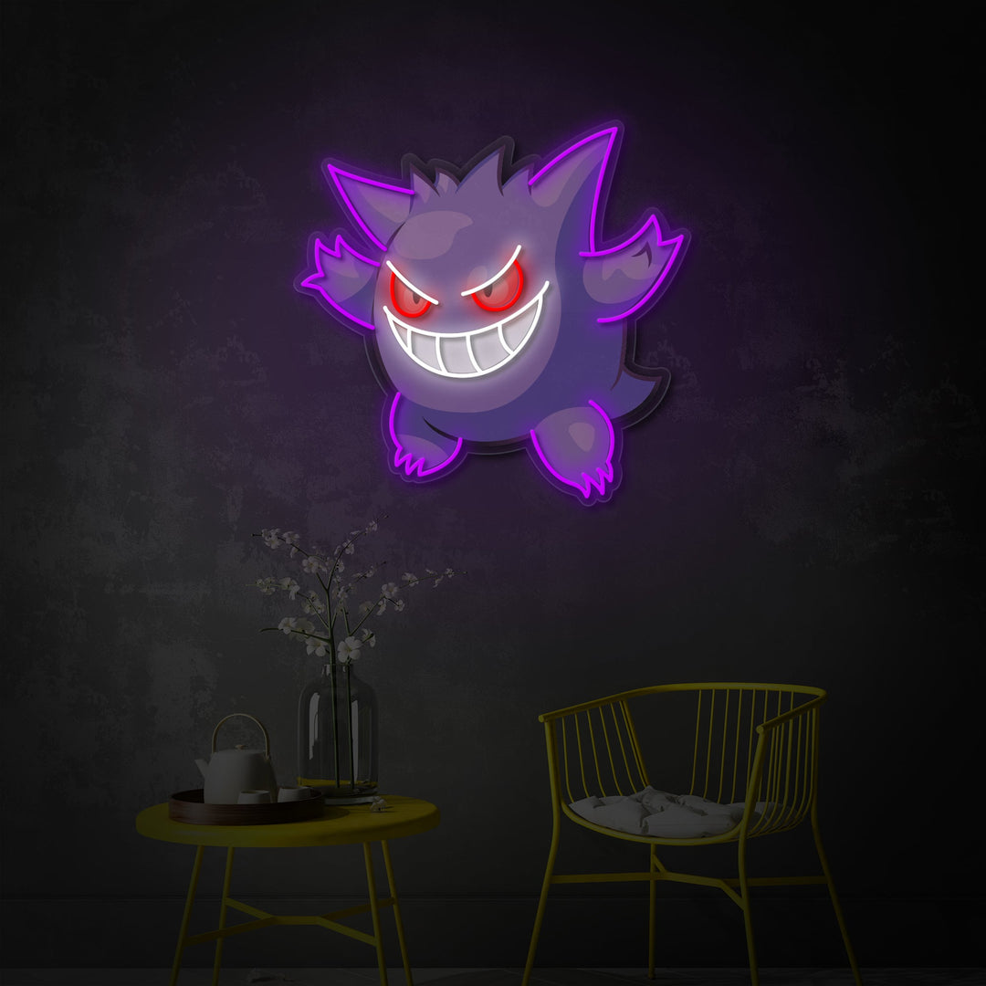 "Gengar, Game Decor" UV Print LED Neon Sign