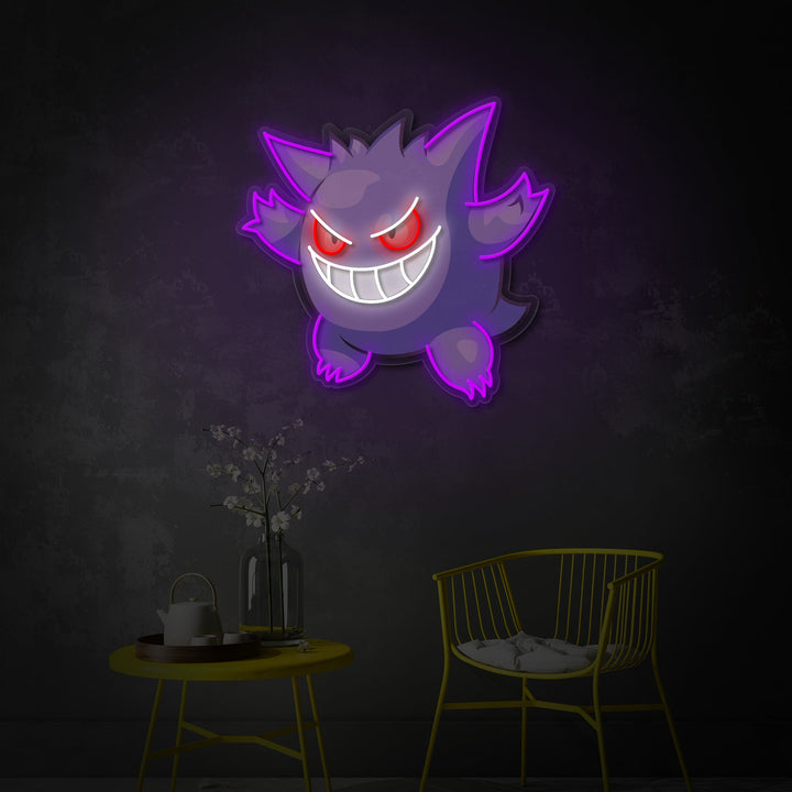 "Gengar, Game Decor" UV Print LED Neon Sign