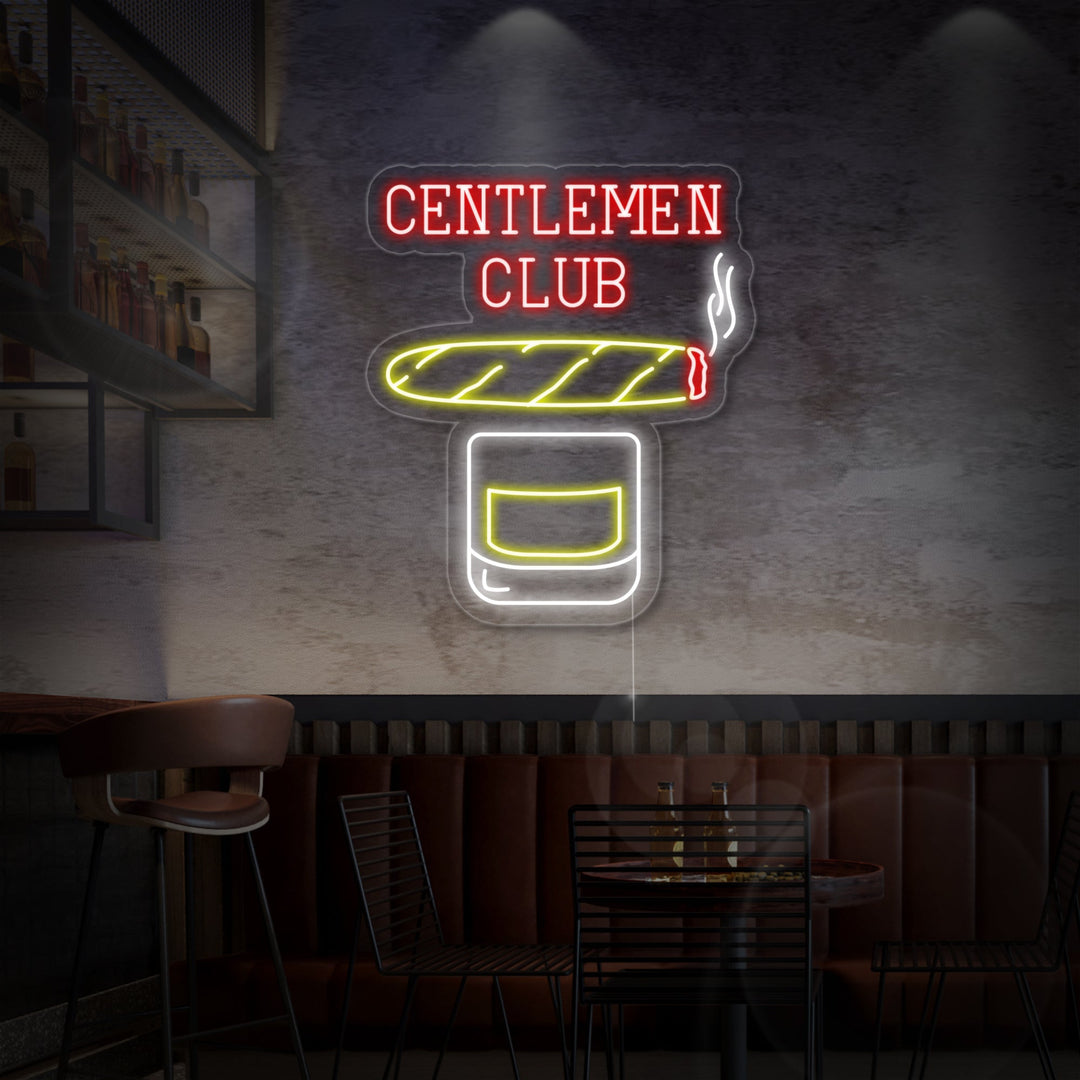 "Gentlemen Club Whiskey Cigar" Neon Sign