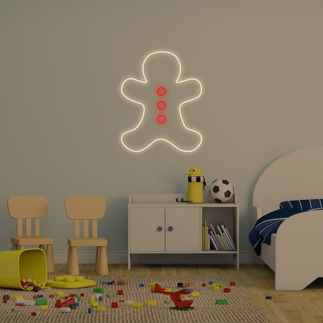 Gingerbread Man Neon Sign, Kids Room Decor
