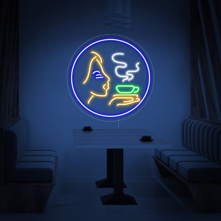 "Girl Logo With Hot Coffee" Neon Sign