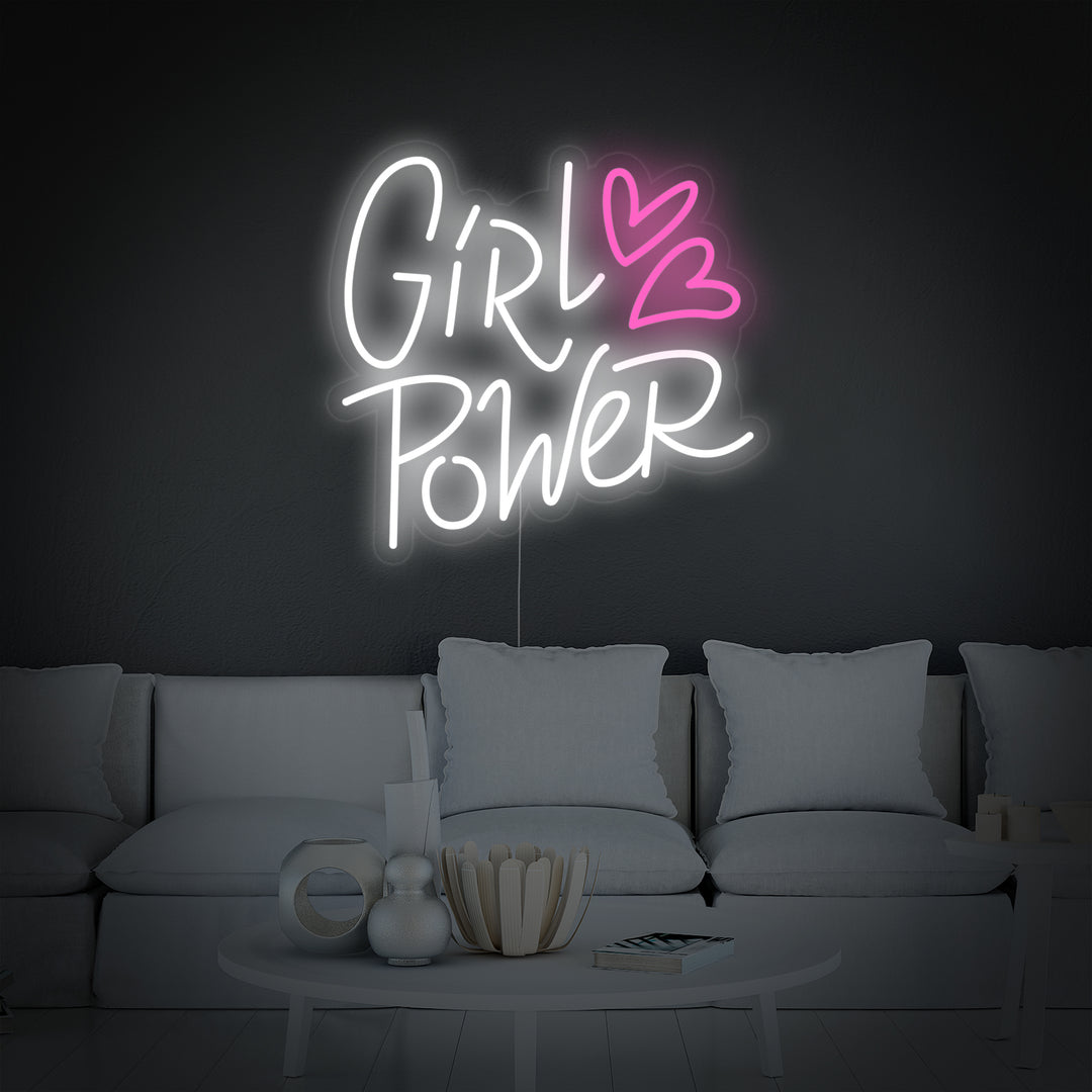 "Girl Power Hearts" Neon Sign