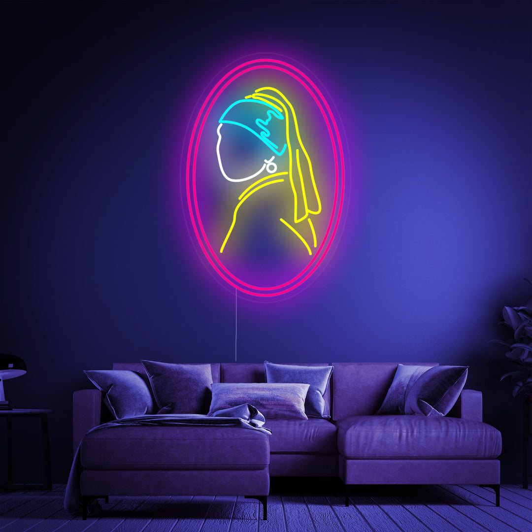 Girl with Pearl Vermeer Neon Sign