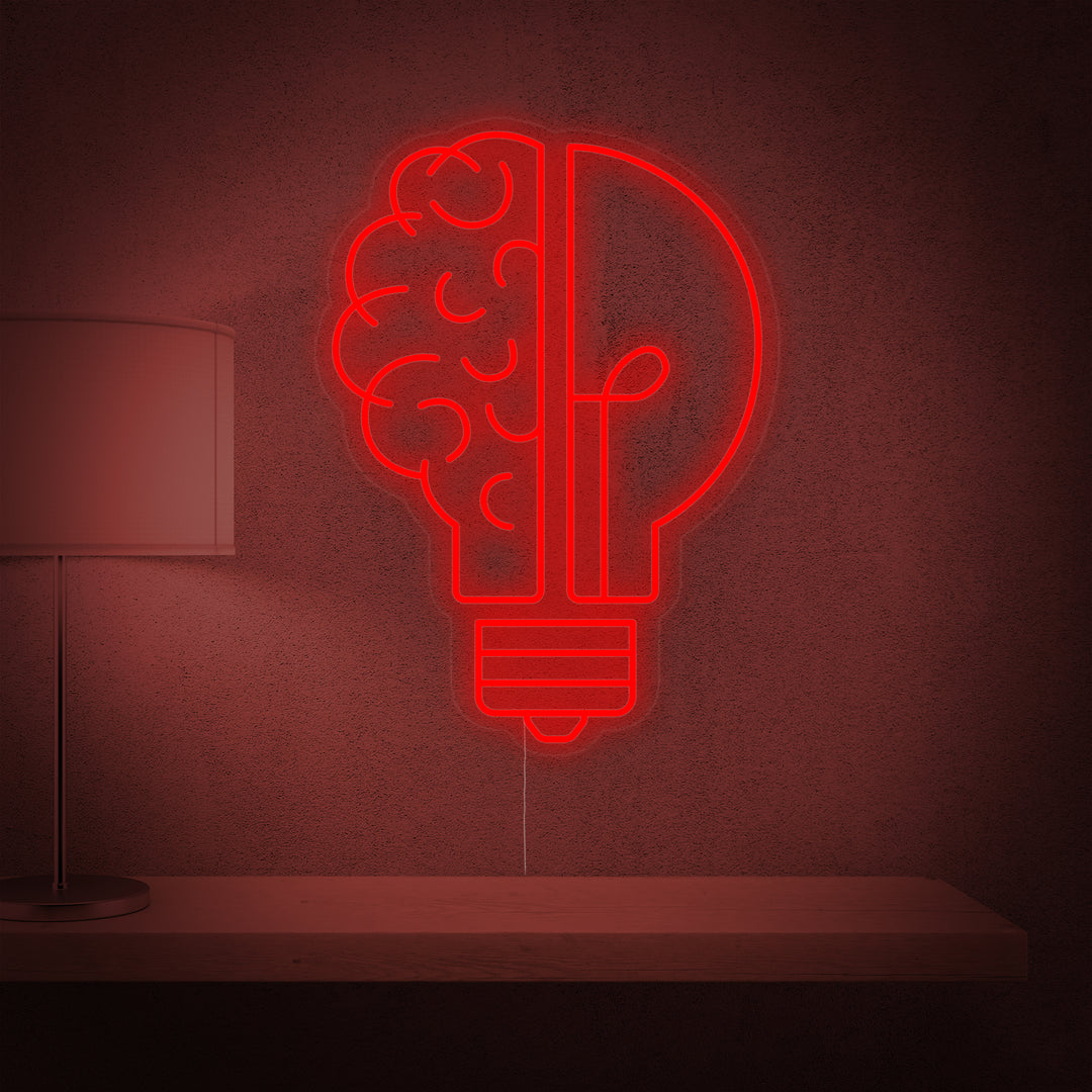 "Good Idea Brain Bulb" Neon Sign