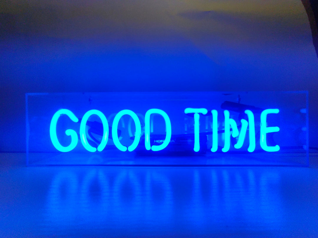 "Good Time" Acrylic Box Neon Sign, Glass Neon Sign, Table Neon Sign